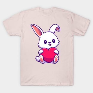 Rabbit Holding Heart T-Shirt